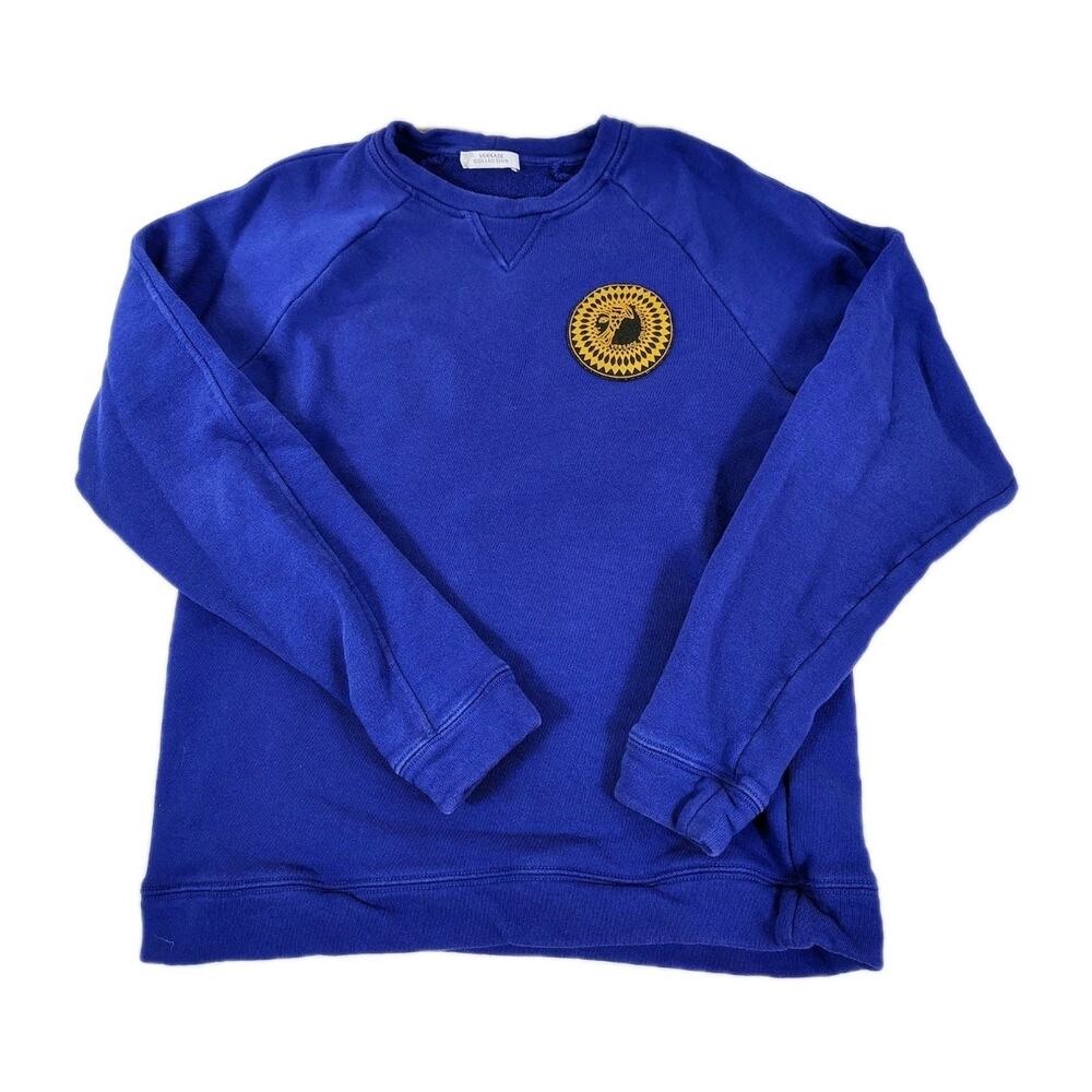 Versace Sweatshirt Men's M Blue Gianni Versace Gold Wing Sweater Pullover